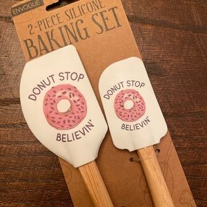 Valentine's Day Donut Themed Silicone Spatula Set of 2, Donut Stop Believen'